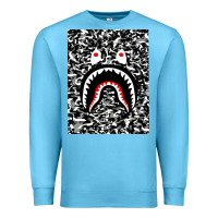 Ocean Blue Bape Shark Army Premium Sweatshirt - linhVisuals