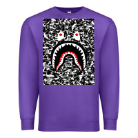 Purple Bape Shark Army Premium Sweatshirt - linhVisuals