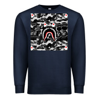 Navy Bape Shark Army Premium Sweatshirt - linhVisuals