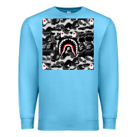 Ocean Blue Bape Shark Army Premium Sweatshirt - linhVisuals