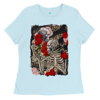 Baby Blue Two skeletons hugging Valentine's Day Ladies Tee - FaDigitalArtStudio