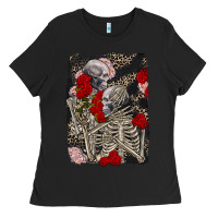 Black Two skeletons hugging Valentine's Day Ladies Tee - FaDigitalArtStudio