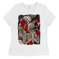 White Two skeletons hugging Valentine's Day Ladies Tee - FaDigitalArtStudio