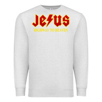 Oatmeal Heather jesus rocks highway to heaven Premium Sweatshirt - linhVisuals