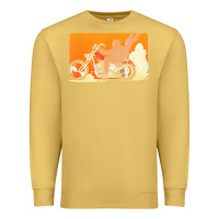 Antique Gold bigfoot t  shirt bigfoot riding motorcycle for biker sasquatch chick t Premium Sweatshirt - linhVisuals