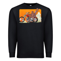 Black bigfoot t  shirt bigfoot riding motorcycle for biker sasquatch chick t Premium Sweatshirt - linhVisuals