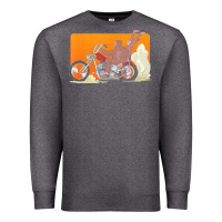 Charcoal Heather bigfoot t  shirt bigfoot riding motorcycle for biker sasquatch chick t Premium Sweatshirt - linhVisuals