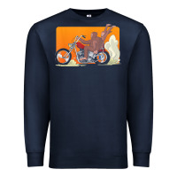 Navy bigfoot t  shirt bigfoot riding motorcycle for biker sasquatch chick t Premium Sweatshirt - linhVisuals