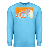 Ocean Blue bigfoot t  shirt bigfoot riding motorcycle for biker sasquatch chick t Premium Sweatshirt - linhVisuals
