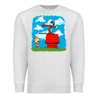 Oatmeal Heather Calvin Hobbes Premium Sweatshirt - linhVisuals