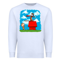 White Calvin Hobbes Premium Sweatshirt - linhVisuals