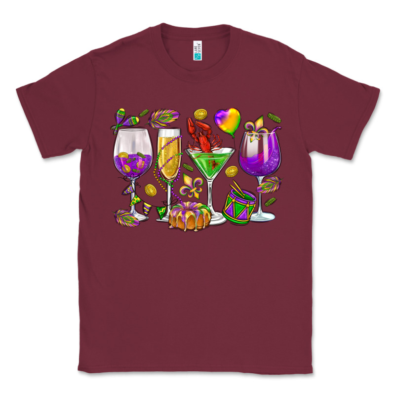 Mardi Gras Wine Glasses Classic Tee by HowdyJamesFarm | Teevron