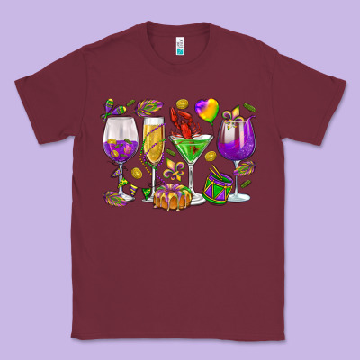 Mardi Gras Wine Glasses Classic Tee Designed By Howdyjamesfarm