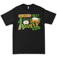Black Safety first drink with a Nurse St. Patrick's Day Premium Tee - CowGirlArtShop