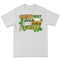 Dove Grey Safety first drink with a Nurse St. Patrick's Day Premium Tee - CowGirlArtShop