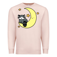 Pale Pink crescent moon raccoon Premium Sweatshirt - linhVisuals