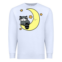 White crescent moon raccoon Premium Sweatshirt - linhVisuals