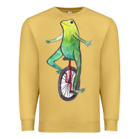 Antique Gold dat boi watercolor unicycle frog Premium Sweatshirt - linhVisuals