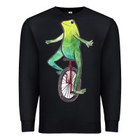 Black dat boi watercolor unicycle frog Premium Sweatshirt - linhVisuals