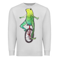 Dove Grey dat boi watercolor unicycle frog Premium Sweatshirt - linhVisuals