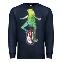 Navy dat boi watercolor unicycle frog Premium Sweatshirt - linhVisuals