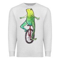 Oatmeal Heather dat boi watercolor unicycle frog Premium Sweatshirt - linhVisuals