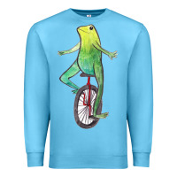 Ocean Blue dat boi watercolor unicycle frog Premium Sweatshirt - linhVisuals