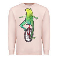 Pale Pink dat boi watercolor unicycle frog Premium Sweatshirt - linhVisuals