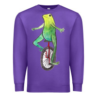 Purple dat boi watercolor unicycle frog Premium Sweatshirt - linhVisuals
