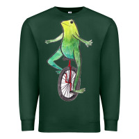 Sports Green dat boi watercolor unicycle frog Premium Sweatshirt - linhVisuals