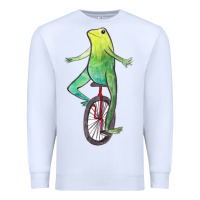 White dat boi watercolor unicycle frog Premium Sweatshirt - linhVisuals
