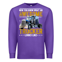 Purple awesome trucker big rig semi trailer truck driver gift men tank top Premium Sweatshirt - linhVisuals