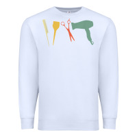 White barber vintage hairdresser hairstylist cosmetologist t shirt Premium Sweatshirt - linhVisuals