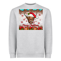Heather Grey merry christmas cow Heavyweight Sweatshirt - JahusDesignShop