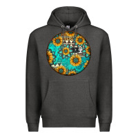 Charcoal Heather Round western pattern Premium Hoodie - Jasminsmagicworld