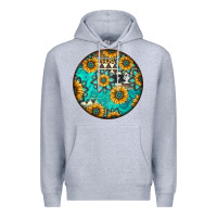 Heather Grey Round western pattern Premium Hoodie - Jasminsmagicworld