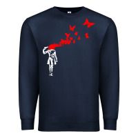 Navy banksy Premium Sweatshirt - linhVisuals
