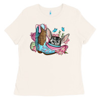 Bone Easter cowboy boots hat Ladies Tee - OliviaCreatesArt