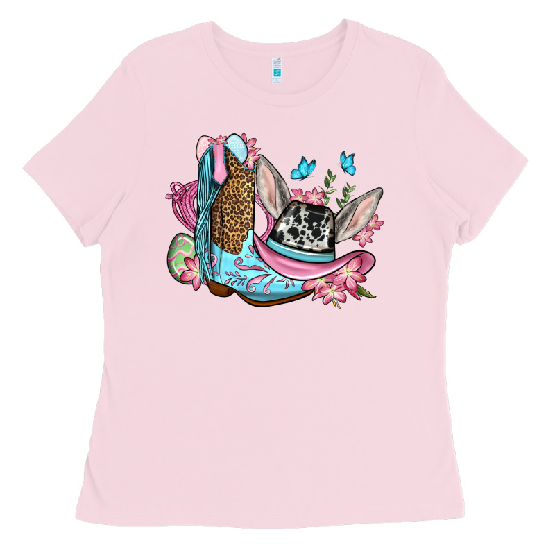 Easter Cowboy Boots Hat Ladies Tee by OliviaCreatesArt | Teevron