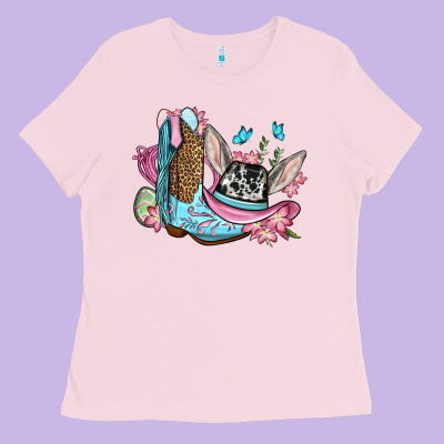 Easter Cowboy Boots Hat Ladies Tee Designed By Oliviacreatesart