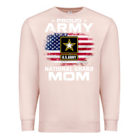 Pale Pink proud army national guard mom with american flag gift pullover hoodie Premium Sweatshirt - linhVisuals