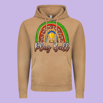 Play Ball Football Rainbow Vintage Hoodie Designed By Cowhidedigitalart