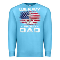 Ocean Blue u.s navy proud dad with american flag gift veteran day t shirt Premium Sweatshirt - linhVisuals