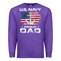 Purple u.s navy proud dad with american flag gift veteran day t shirt Premium Sweatshirt - linhVisuals