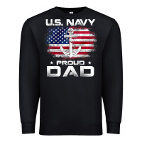 Black u.s navy proud dad with american flag gift veteran day t shirt Premium Sweatshirt - linhVisuals