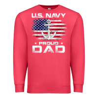 Cardinal u.s navy proud dad with american flag gift veteran day t shirt Premium Sweatshirt - linhVisuals