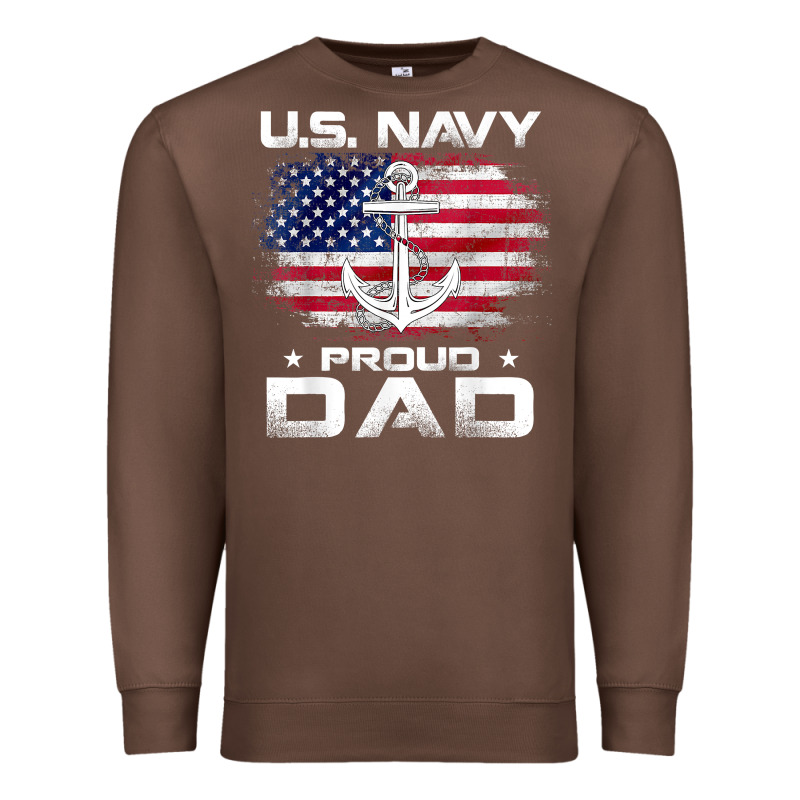 U.s Navy Proud Dad With American Flag Gift Veteran Day T Shirt Premium Sweatshirt by linhVisuals | Teevron