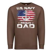 Chestnut u.s navy proud dad with american flag gift veteran day t shirt Premium Sweatshirt - linhVisuals