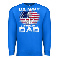 True Royal u.s navy proud dad with american flag gift veteran day t shirt Premium Sweatshirt - linhVisuals