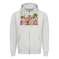 Dove Grey hello summer Zipper Hoodie - JahusDesignShop